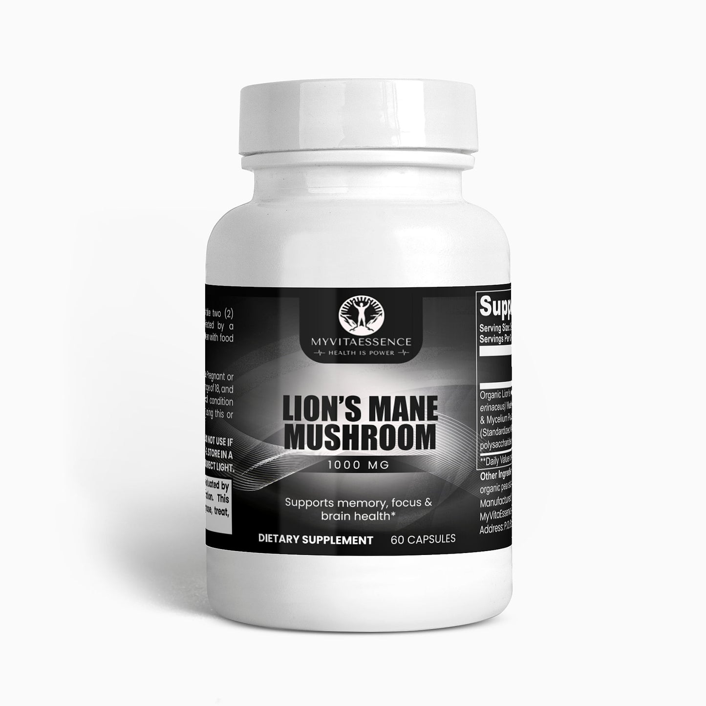 Lion's Mane Mushroom Premium Health Supplement white