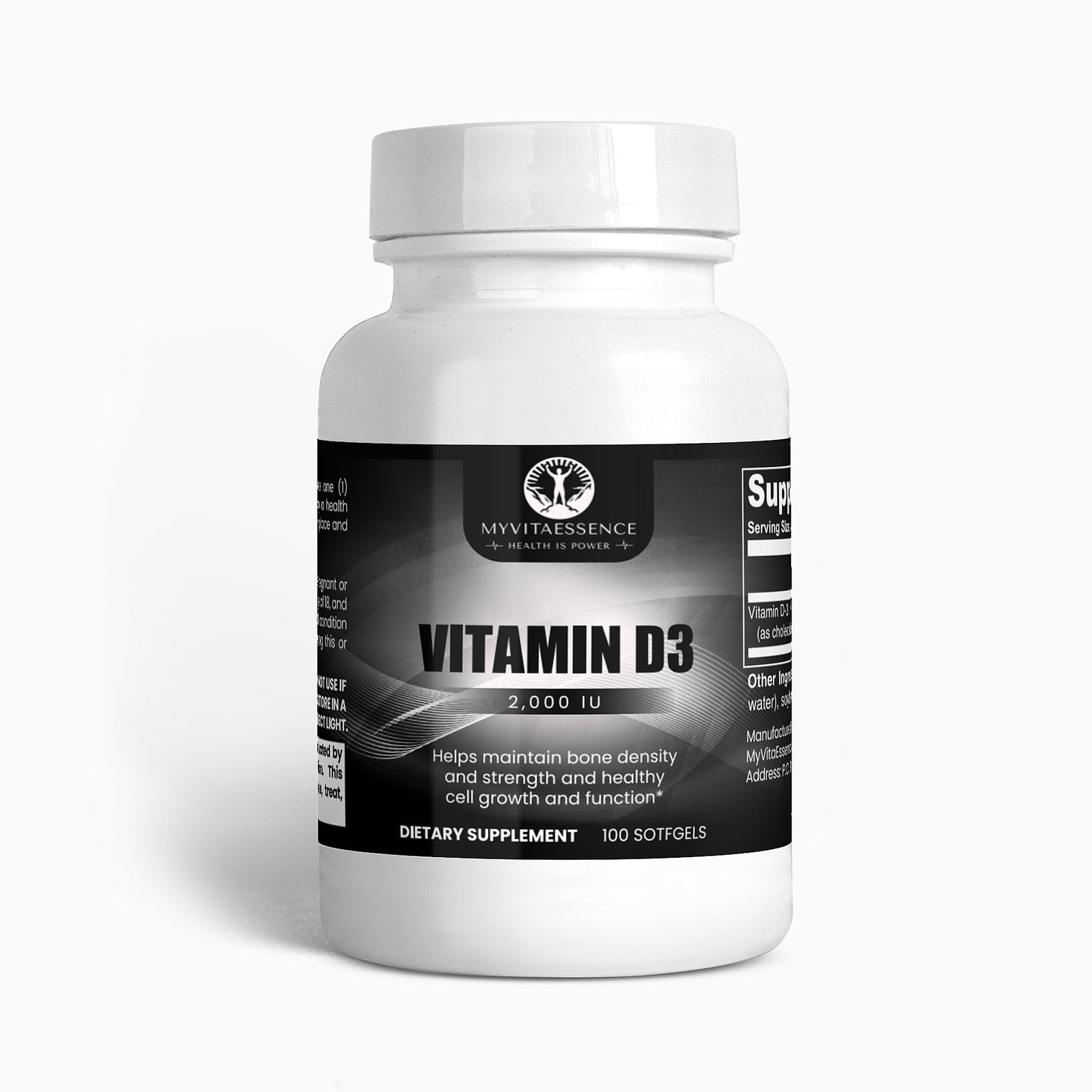 vitamin d3 premium health supplement white