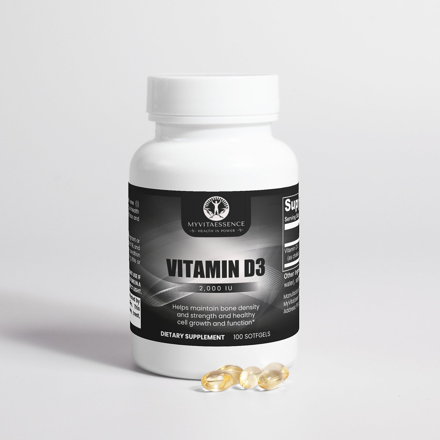 vitamin d3 premium health supplement white with pills