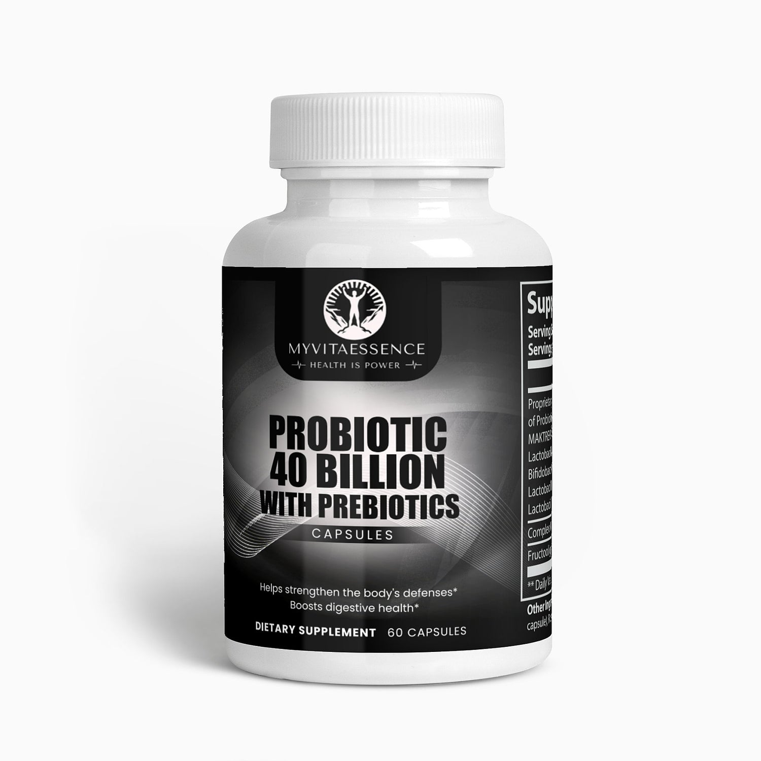 probiotic 40 billion with prebiotics premium health supplement white