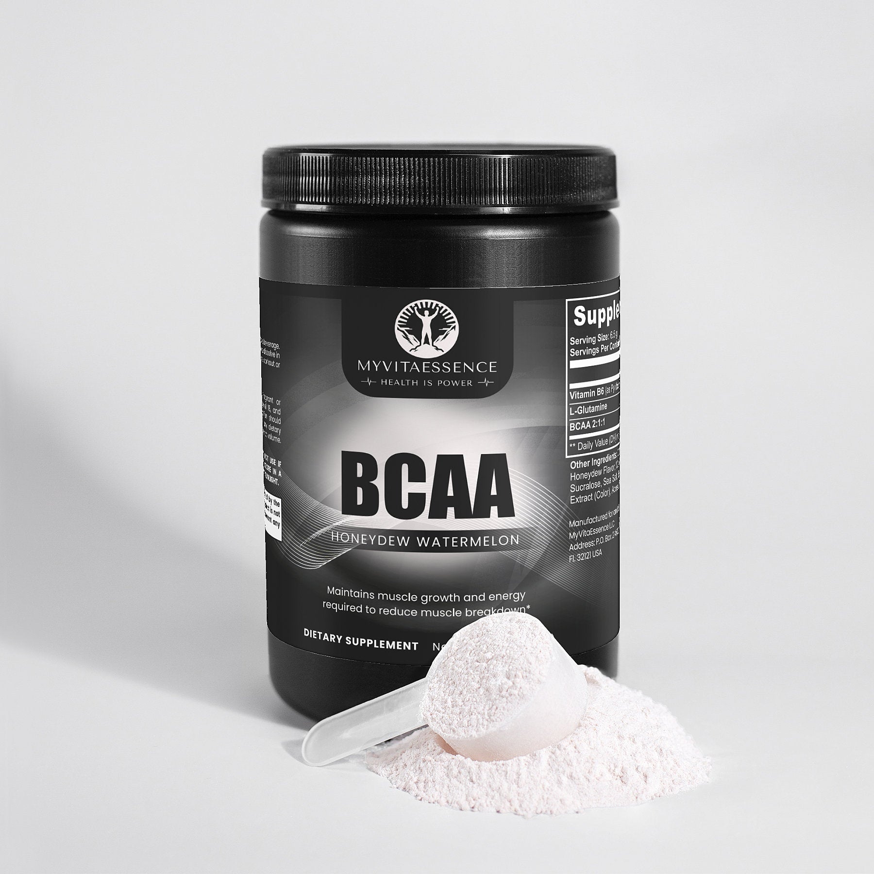 BCAA premium health supplement white with powder