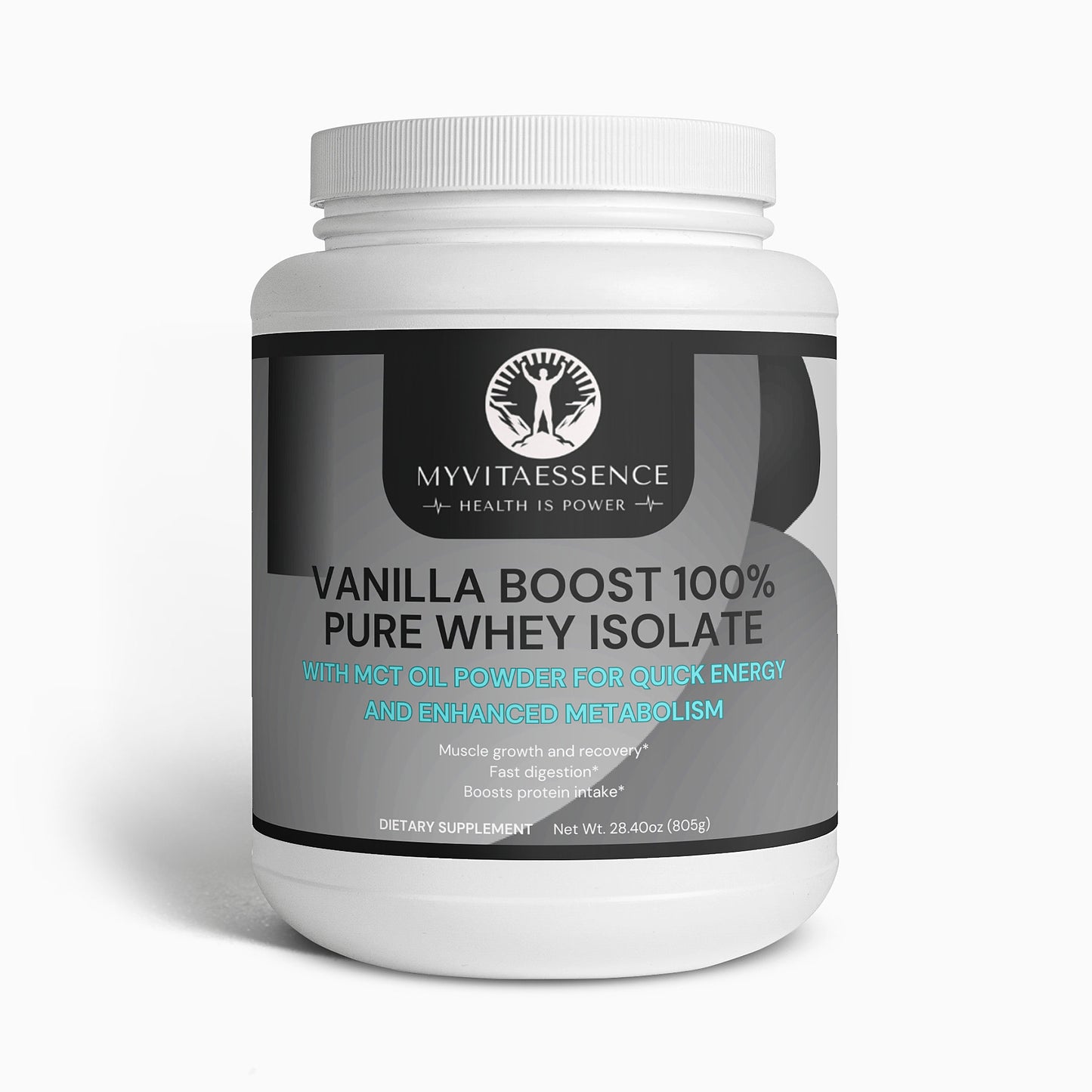 MyVitaEssence Vanilla Boost 100% Whey Protein Isolate | Premium Protein Supplement for Lean Muscle & Recovery