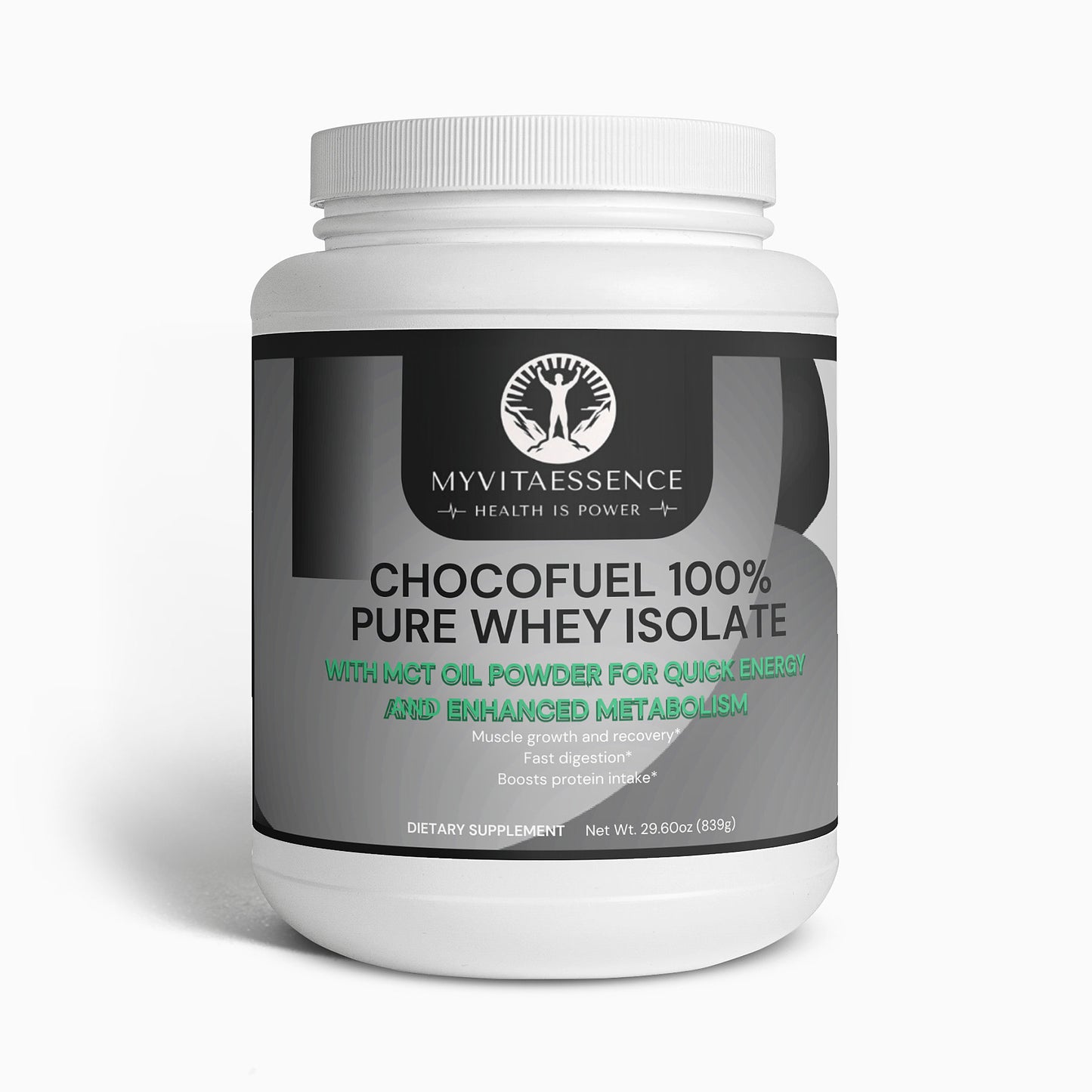 CHOCOFUEL 100% Pure Whey Isolate with MCT Oil | Premium Chocolate Protein Supplement