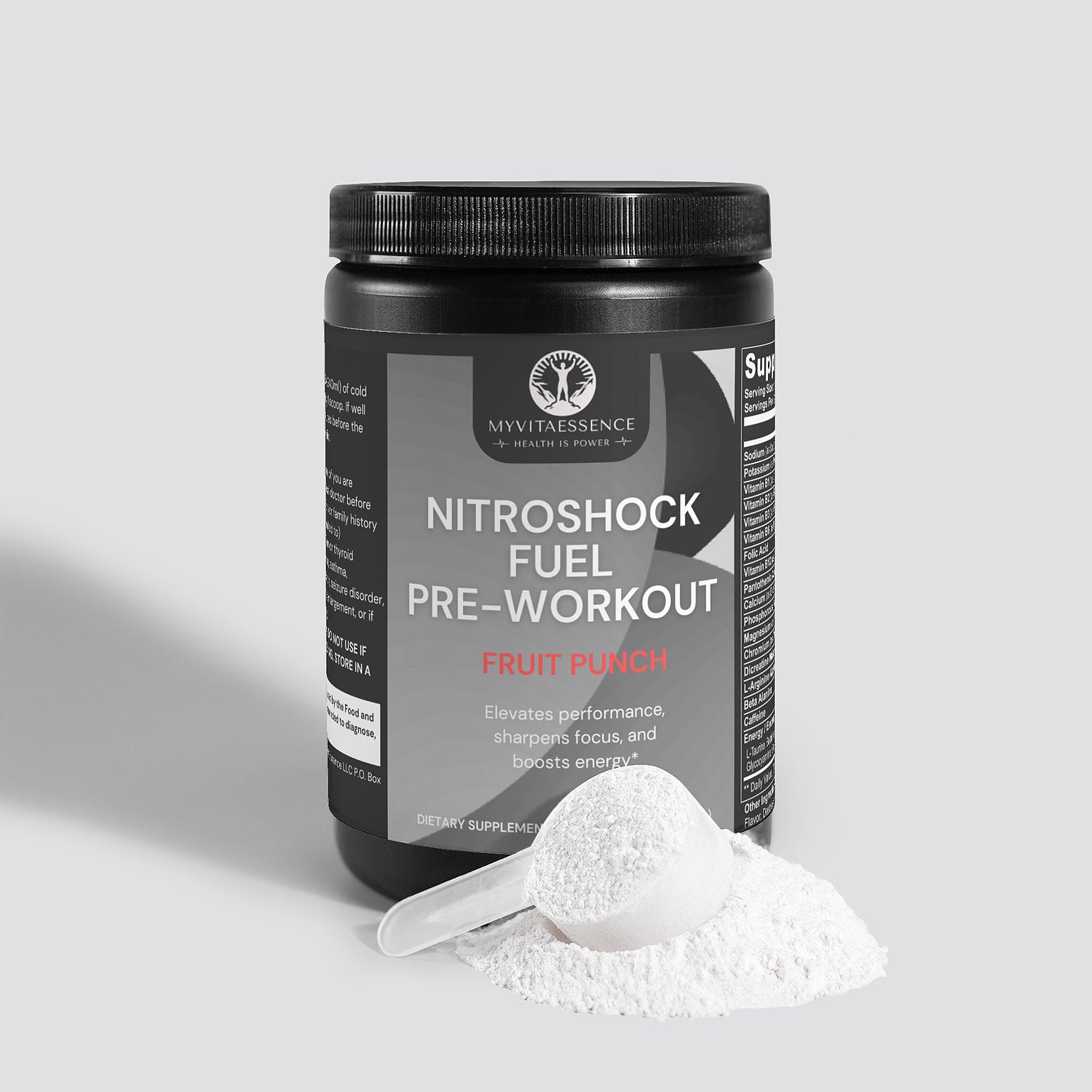 Unleash Your Workout Potential with MyVitaEssence NitroShock Pre-Workout Powder (Fruit Punch)