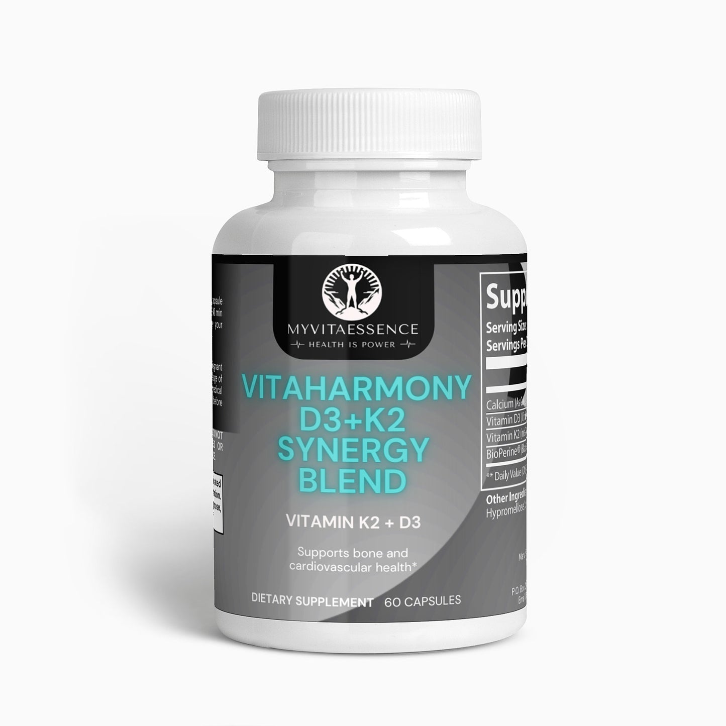 Vitaharmony D3+K2 premium health supplement white