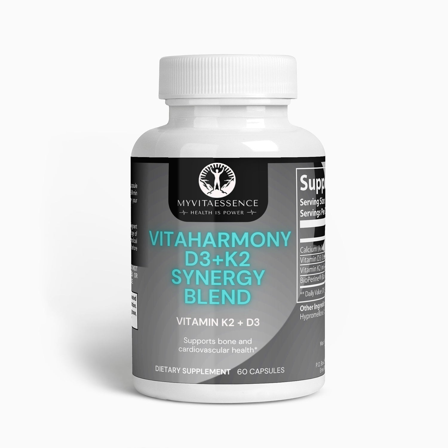 Vitaharmony D3+K2 premium health supplement white