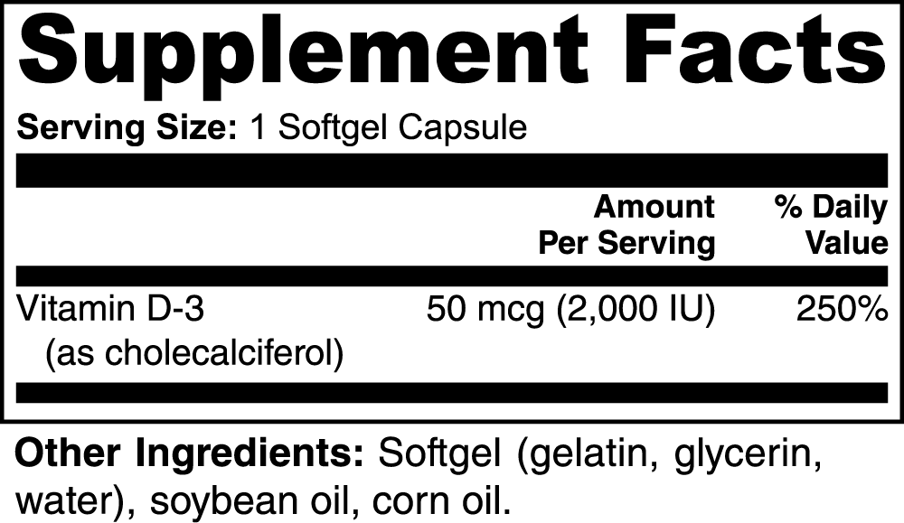 vitamin d3 premium health supplement facts