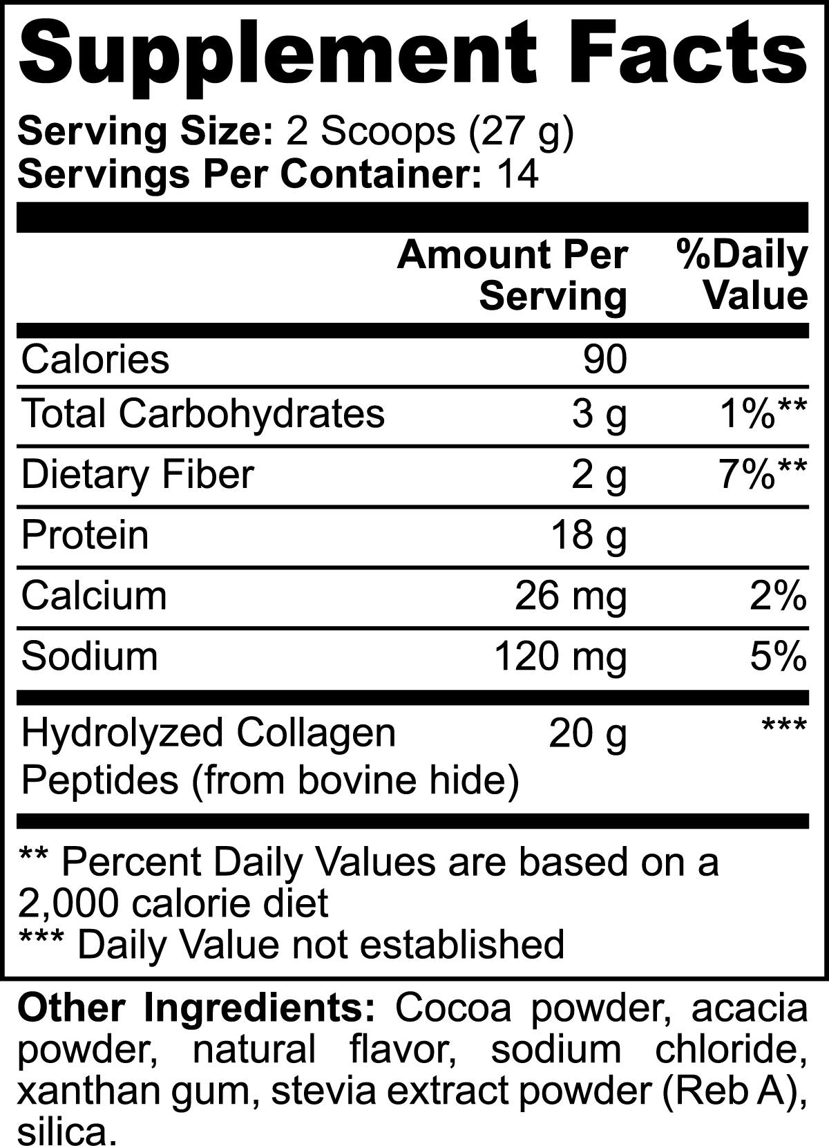 grass fed collagen peptides premium health supplement facts