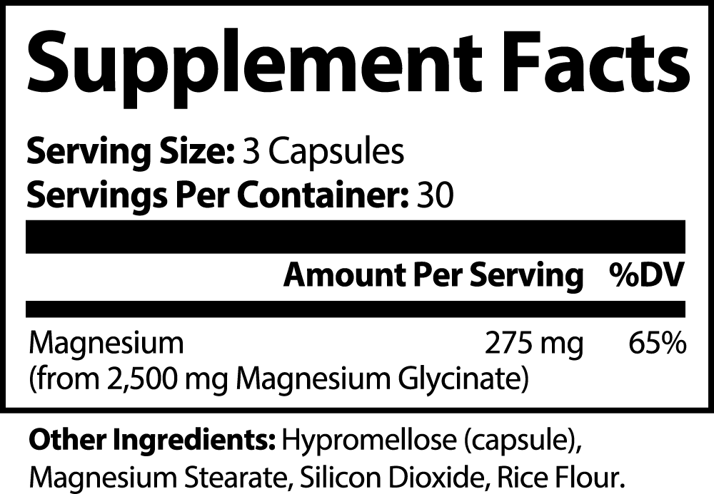 magnesium glycinate premium health supplement facts