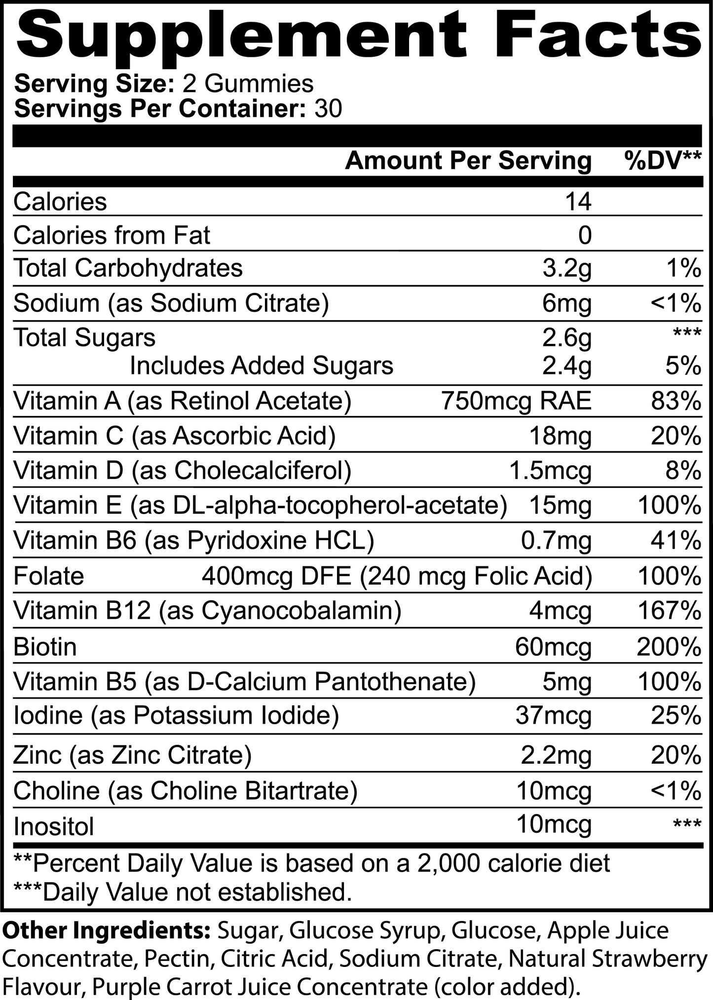 multivitamin premium health supplement facts