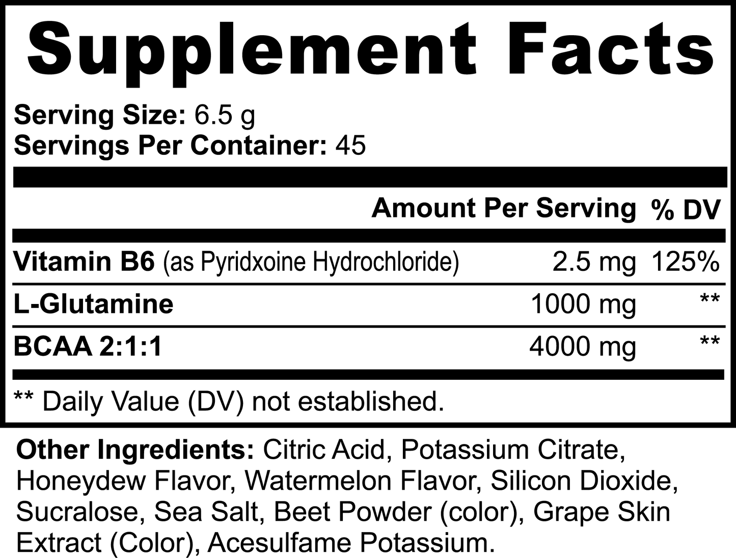 BCAA premium health supplement facts